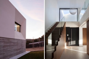 By MoRE_ Casa en Reajo del Roble_composición imagnes_detalle fachada acceso y vista escalera interior