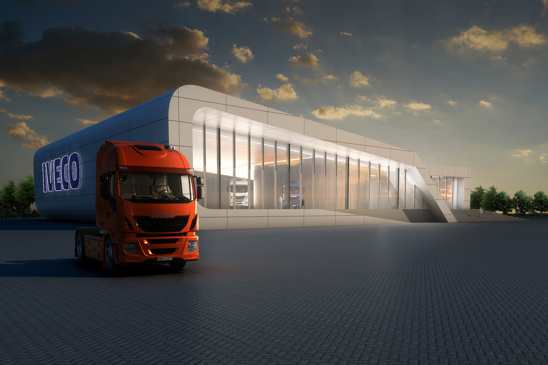 By MoRE_IVECO_Delivery Center_render_exposición camiones