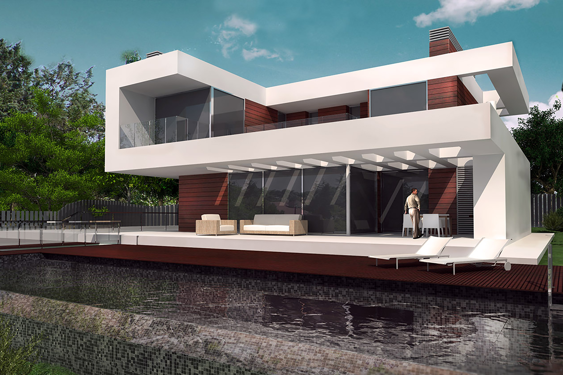 By MoRE_Hoyo de Manzanares_render exterior diurno desde la piscina