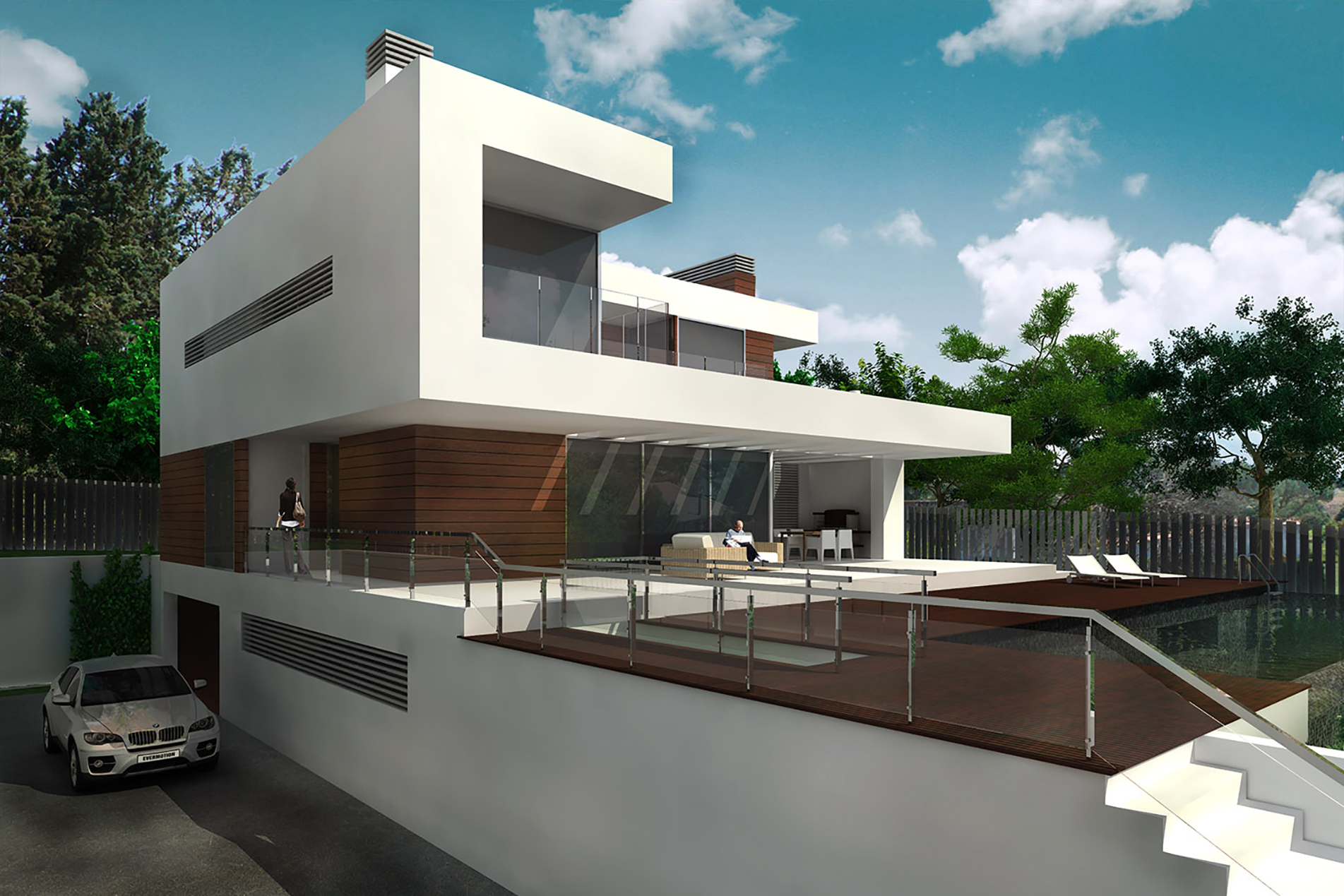 By MoRE_Hoyo de Manzanares_render exterior diurno desde la rampa de garaje