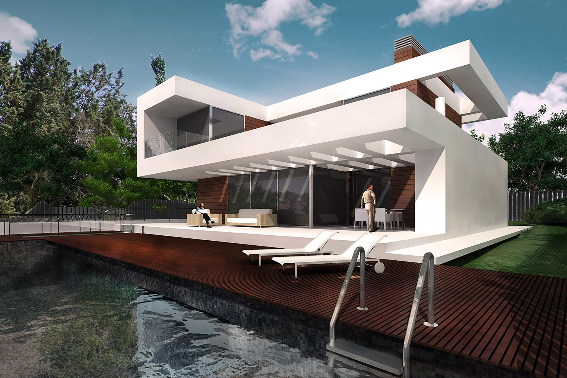 By MoRE_Hoyo de Manzanares_render exterior diurno desde la piscina